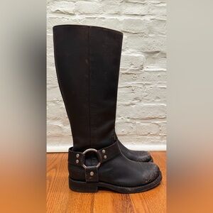Frye Black Leather Moto Boots